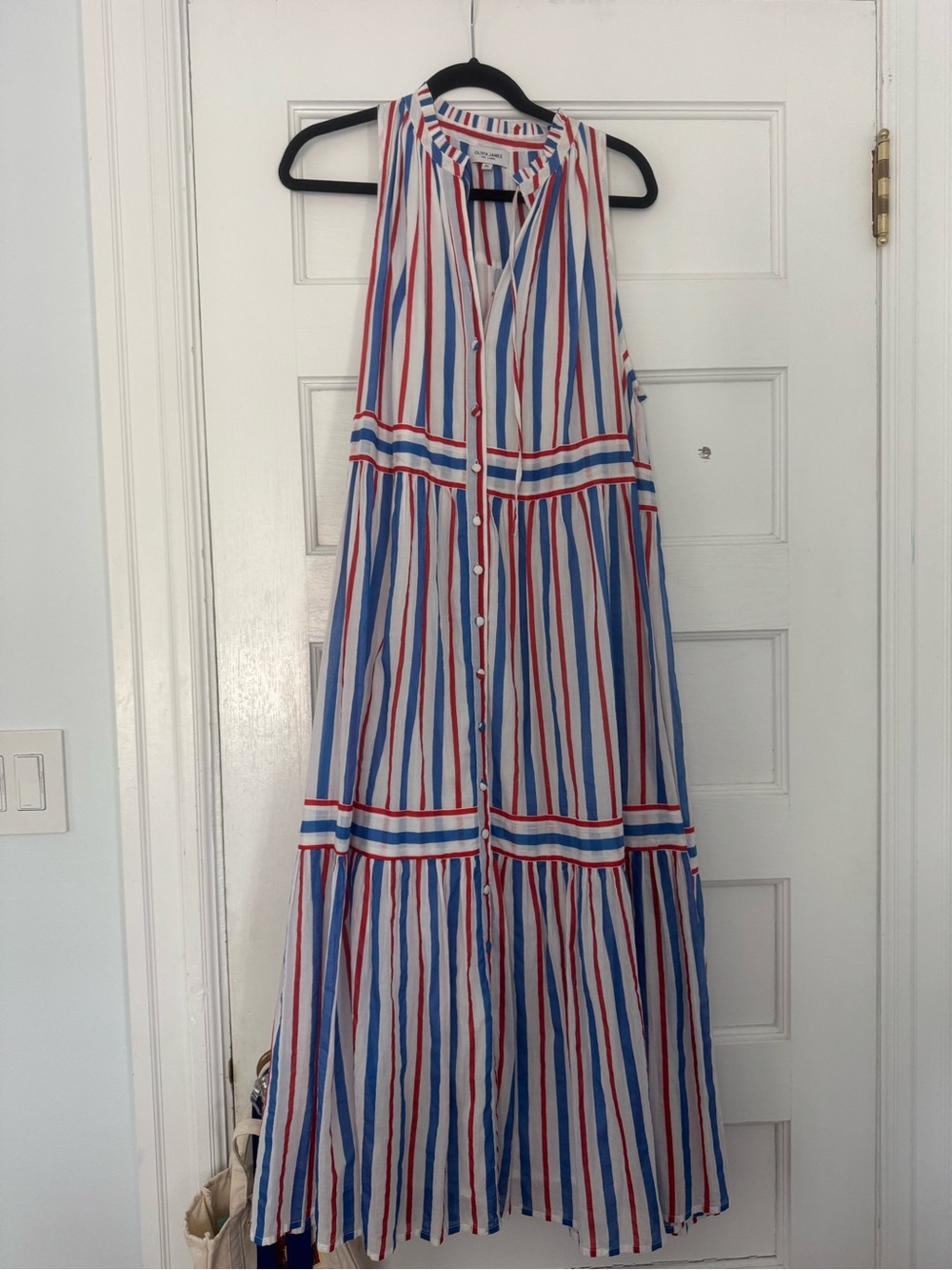 Striped Sleeveless Maxi Dress in Red, White & Blue